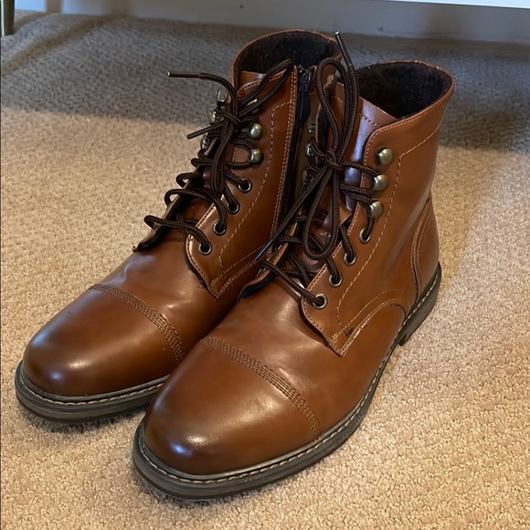 Bruno Marc NY “Philly” Synthetic Leather Brown Boots - Picture 1 of 10